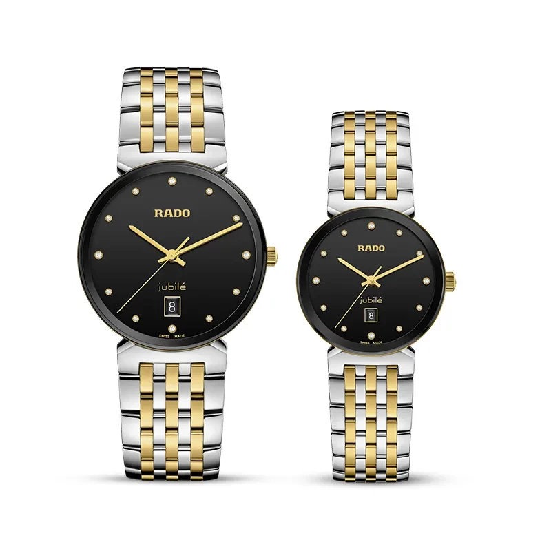 Rado Florence Diamonds Black Dial Two tone Couple Watch R48912743 R48913743